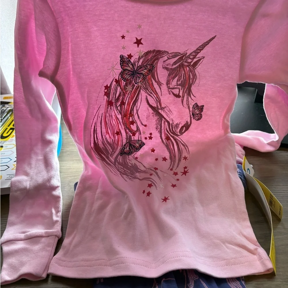 Carter's Unicorn and Butterfly Pajama Set - Pink and Navy